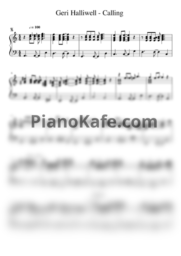 Ноты Geri Halliwell - Calling - PianoKafe.com