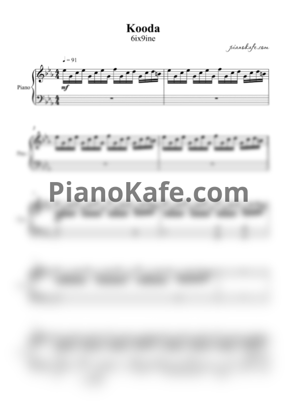Ноты 6ix9ine - Kooda - PianoKafe.com