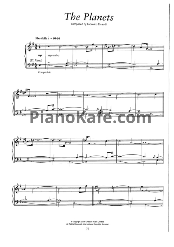 Ноты Ludovico Einaudi - The planets - PianoKafe.com