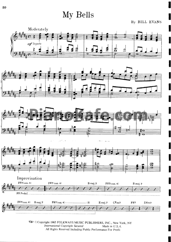 Ноты Bill Evans - My bells - PianoKafe.com