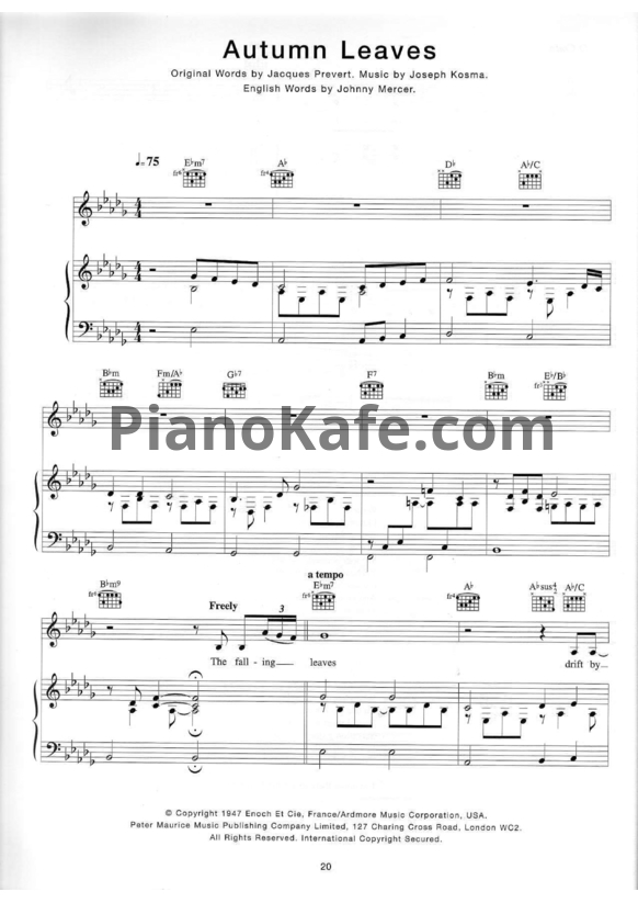 Ноты Eva Cassidy - Autumn Leaves - PianoKafe.com