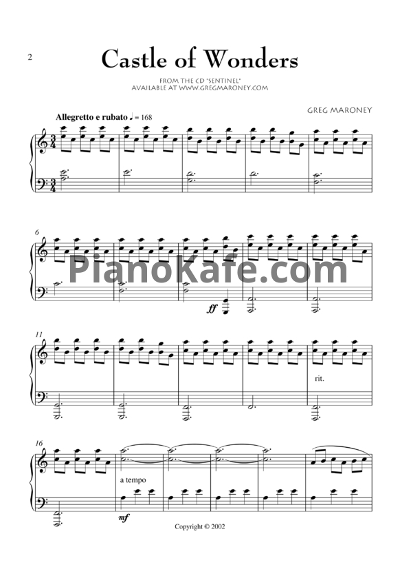 Ноты Greg Maroney - Castle of wonders - PianoKafe.com