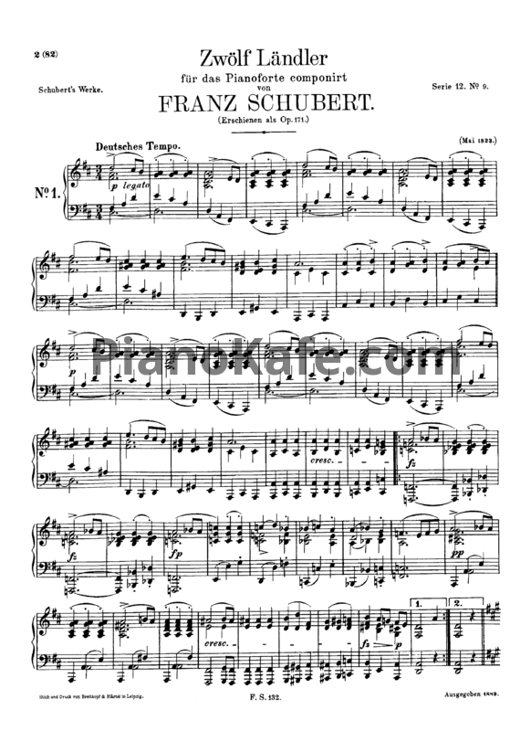 Ноты Франц Шуберт - 12 Немецких танцев для фортепиано (D 790) - PianoKafe.com