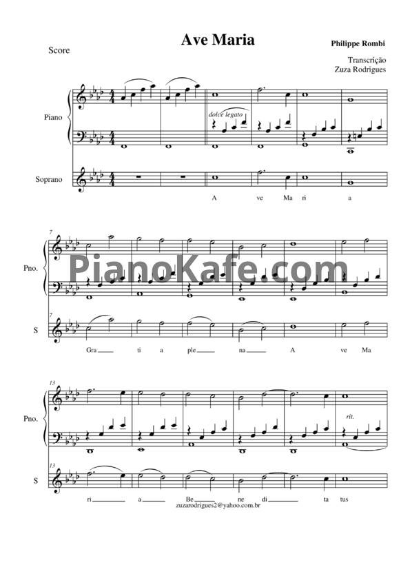 Ноты Philippe Rombi - Ave Maria - PianoKafe.com