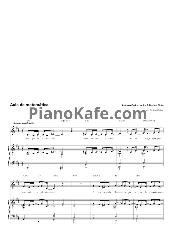 Ноты Antonio Carlos Jobim & Marino Pinto - Aula de matemática - PianoKafe.com