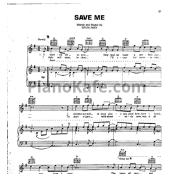 Ноты Queen - Save Me - предпросмотр