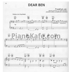 Ноты Jennifer Lopez - Dear Ben - предпросмотр