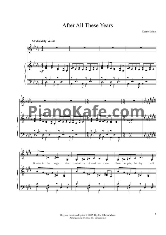 Ноты Silverchair - After all these years - PianoKafe.com