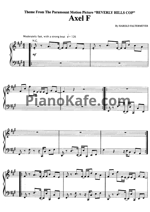 Ноты Axel F - Herold faltermeyer - PianoKafe.com