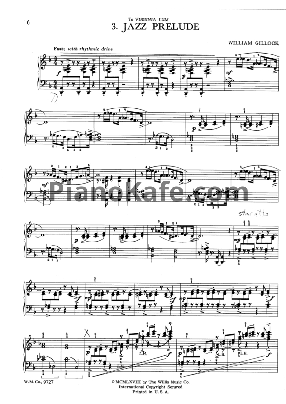 Ноты William Gillock - Jazz prelude - PianoKafe.com