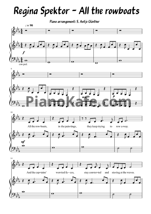Ноты Regina Spektor - All the rowboats - PianoKafe.com