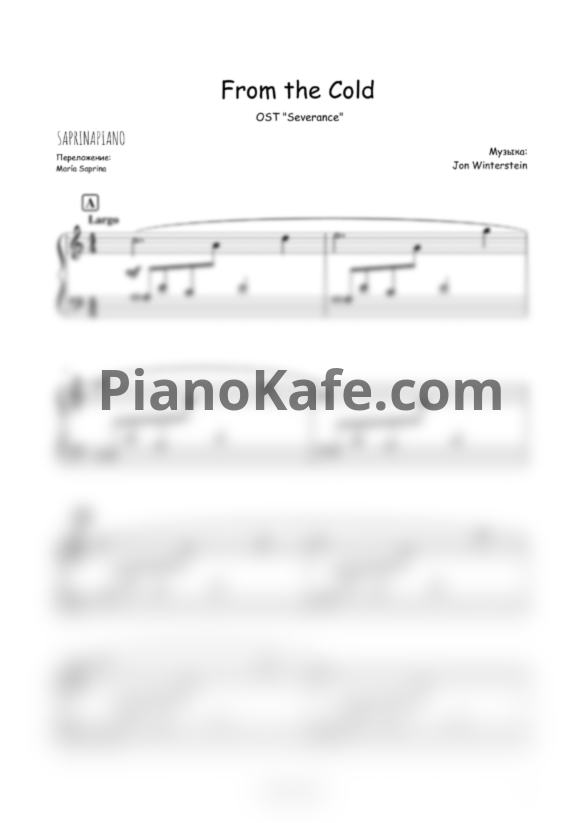 Ноты Jon Winterstein - From the cold (SaprinaPiano cover) - PianoKafe.com