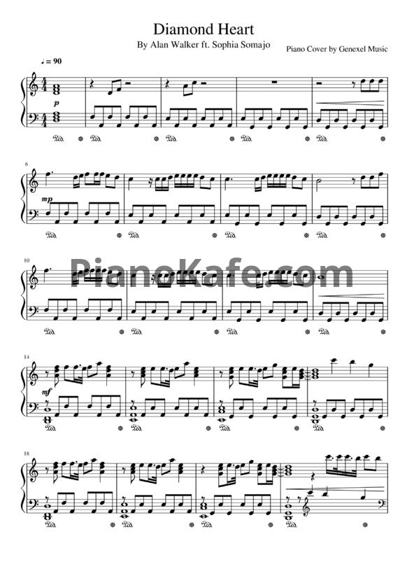 Ноты Alan Walker feat. Sophia Somajo - Diamond heart - PianoKafe.com