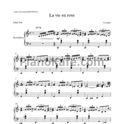 Ноты Edith Piaf - La vie en rose (для аккордеона) - предпросмотр