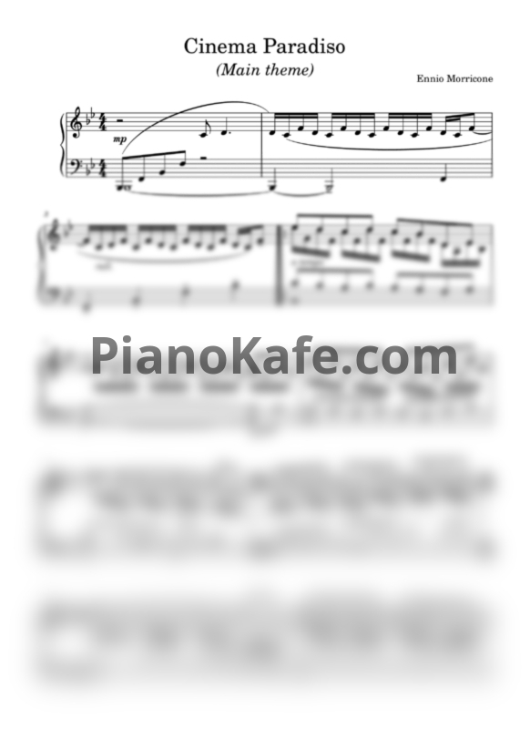 Ноты Ennio Morricone - Cinema Paradiso (Piano cover) - PianoKafe.com