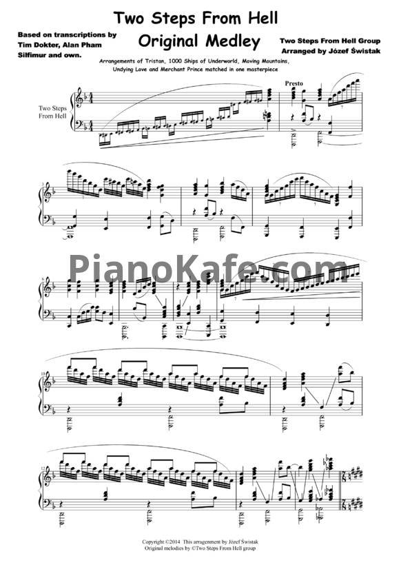 Ноты Two Steps From Hell - Virtuosic piano medley - PianoKafe.com