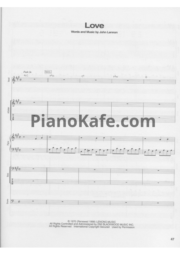 Ноты John Lennon - Love (Партитура) - PianoKafe.com