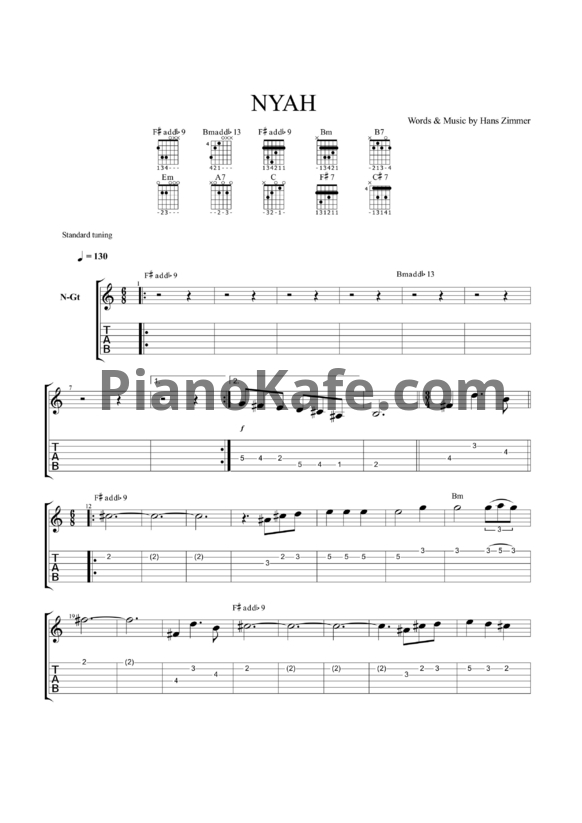 Ноты Hans Zimmer feat. Heitor Pereira - Nyah - PianoKafe.com