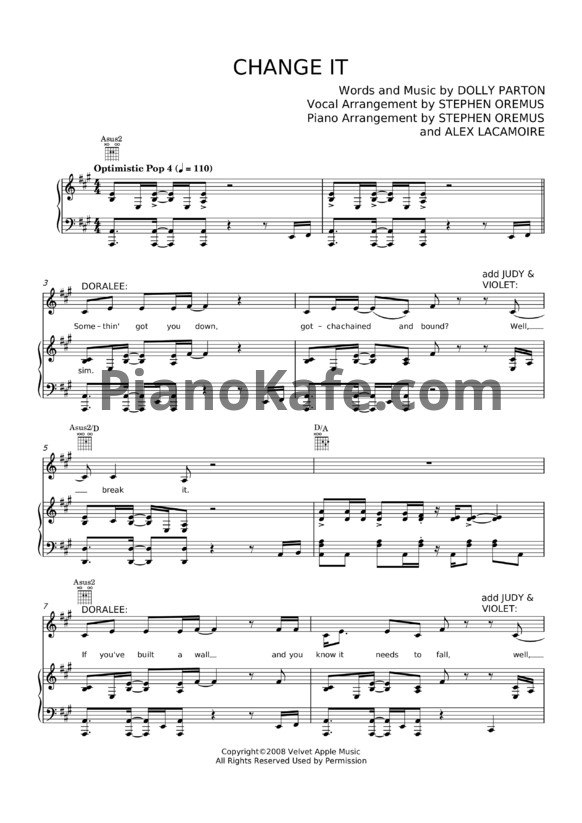 Ноты Dolly Parton - Change it - PianoKafe.com