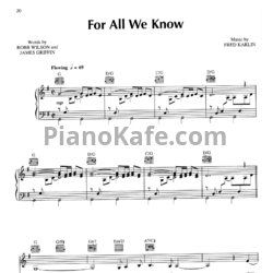Ноты The Carpenters - For all we know - предпросмотр