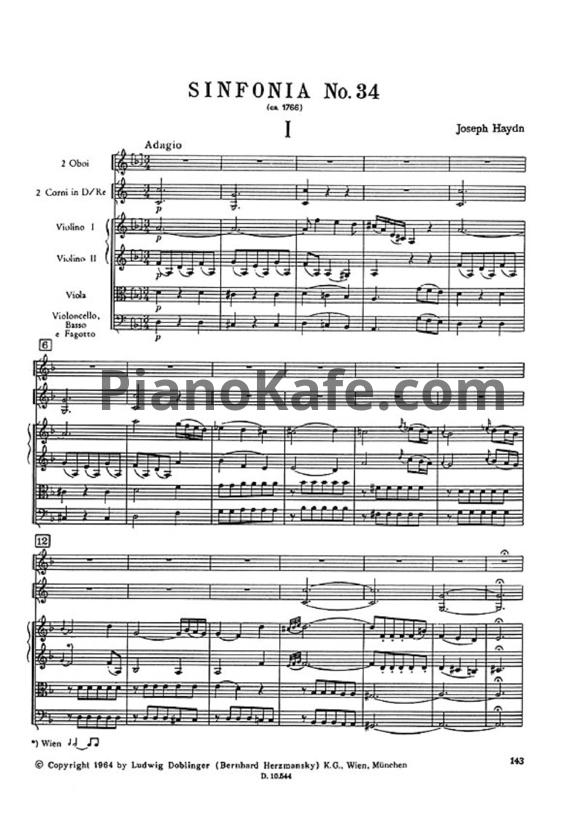 Ноты Йозеф Гайдн - Симфония №34 ре минор (Партитура) - PianoKafe.com