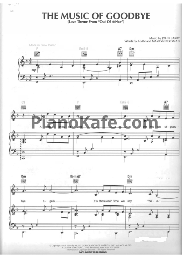 Ноты Al Jarreau & Melissa Manchester - The music of goodbye - PianoKafe.com