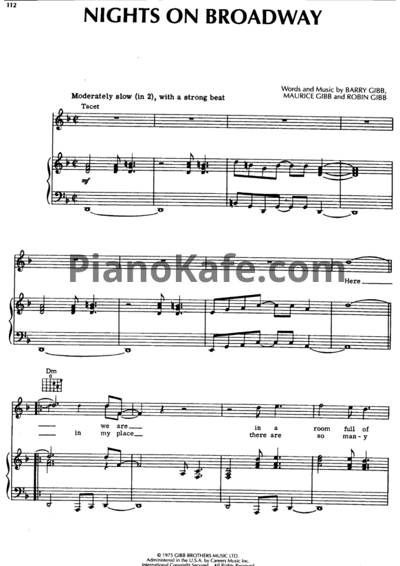 Ноты Bee Gees - Nights on Broadway - PianoKafe.com