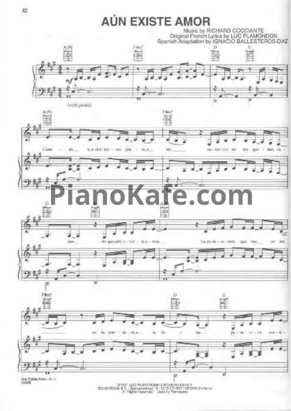 Ноты Celine Dion - Aun existe amor - PianoKafe.com