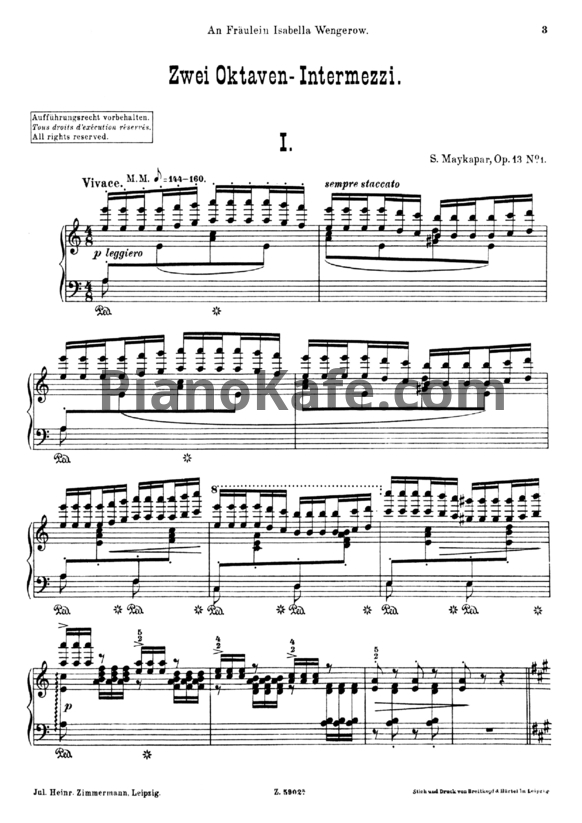 Ноты Самуил Майкапар - 2 октавных интермеццо (Op. 13) - PianoKafe.com