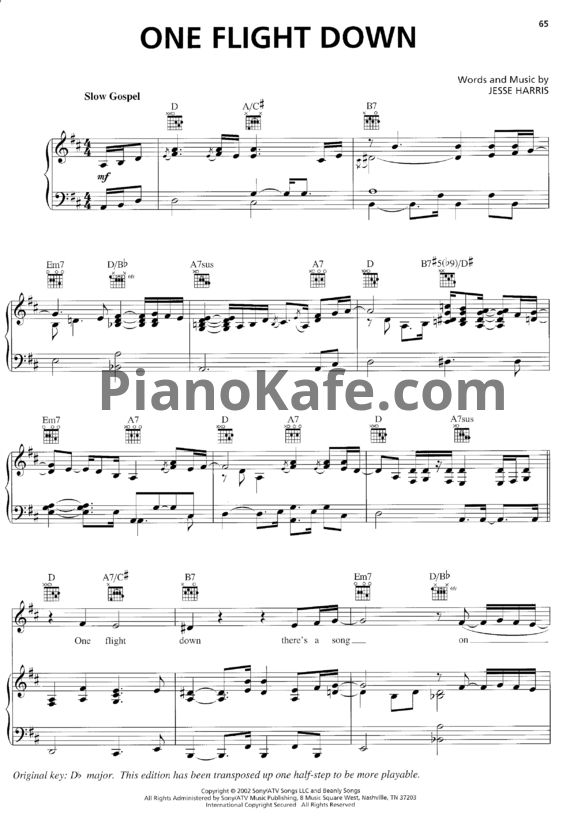 Ноты Norah Jones - One flight down - PianoKafe.com