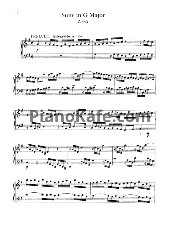 Ноты Генри Пёрселл - Сюита для клавесина № 3 соль мажор (Z 662) - PianoKafe.com