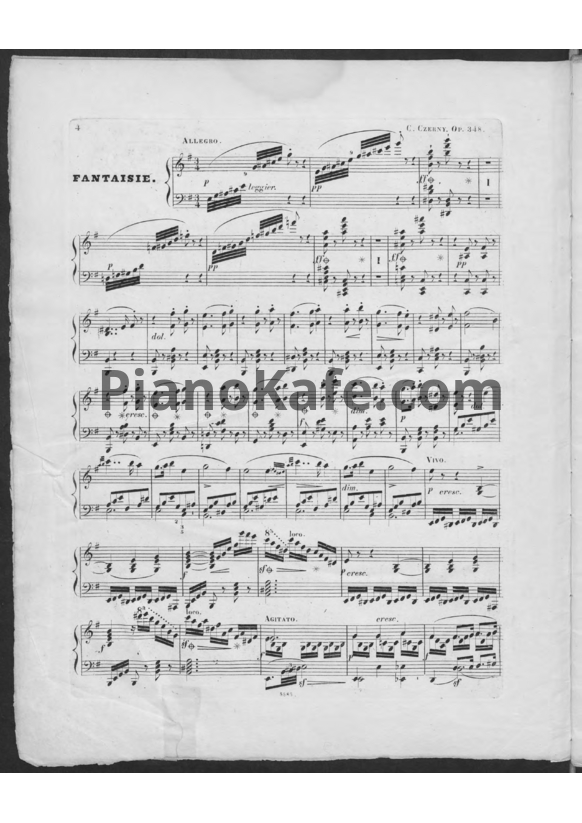 Ноты Карл Черни - Большое упражнение в форме фантазии (Op. 348) - PianoKafe.com