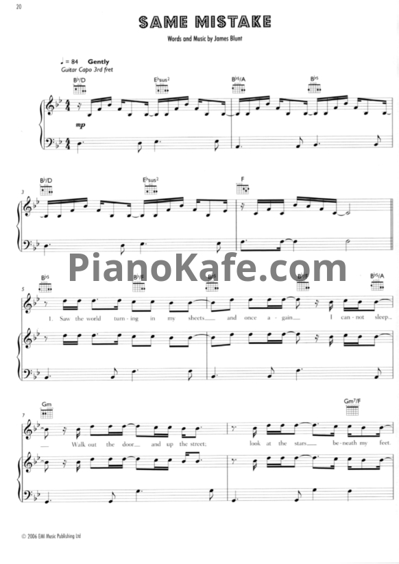 Ноты James Blunt - Same mistake - PianoKafe.com