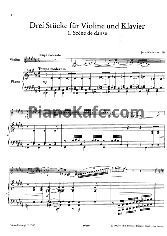 Ноты Ян Сибелиус - Три пьесы (Op. 116) - PianoKafe.com