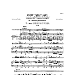 Ноты Л. В. Бетховен - 12 Вариаций для виолончели и фортепиано на тему Моцарта фа мажор (OP. 66) - предпросмотр