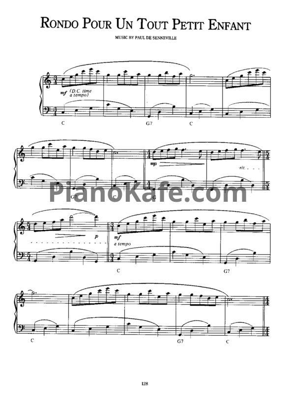 Ноты Richard Clayderman - Rondo pour un tout petit enfant - PianoKafe.com