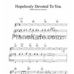 Ноты John Farrar - Hopelessly devoted to you - предпросмотр