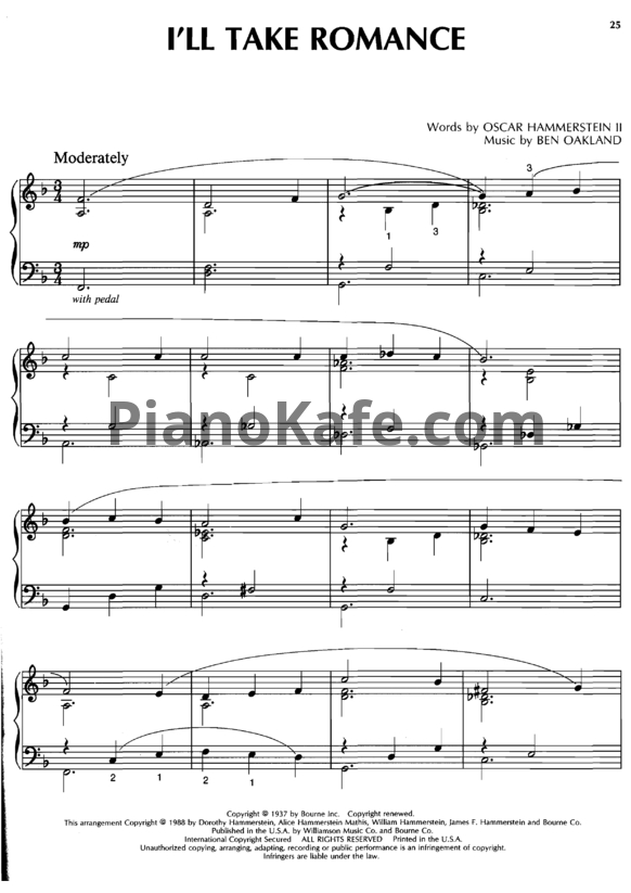 Ноты Ben Oakland - I'll take romance - PianoKafe.com