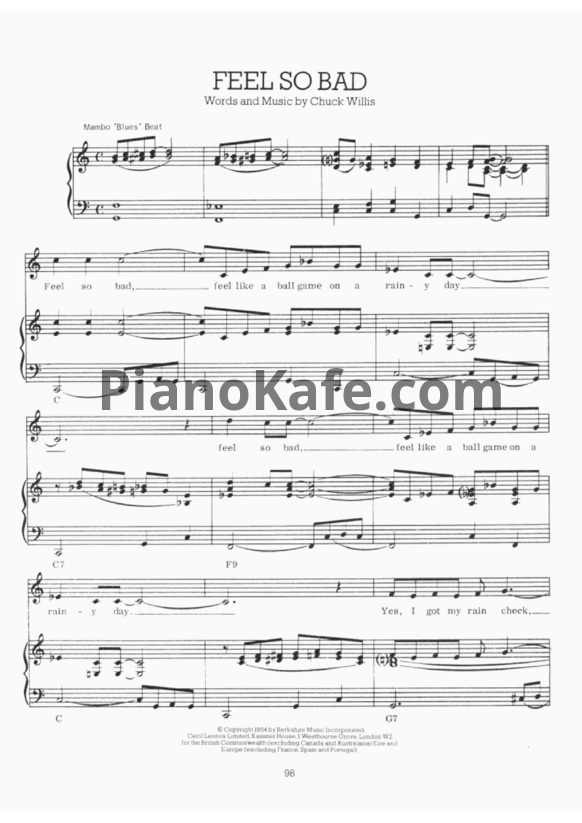 Ноты Elvis Presley - Feel so bad - PianoKafe.com