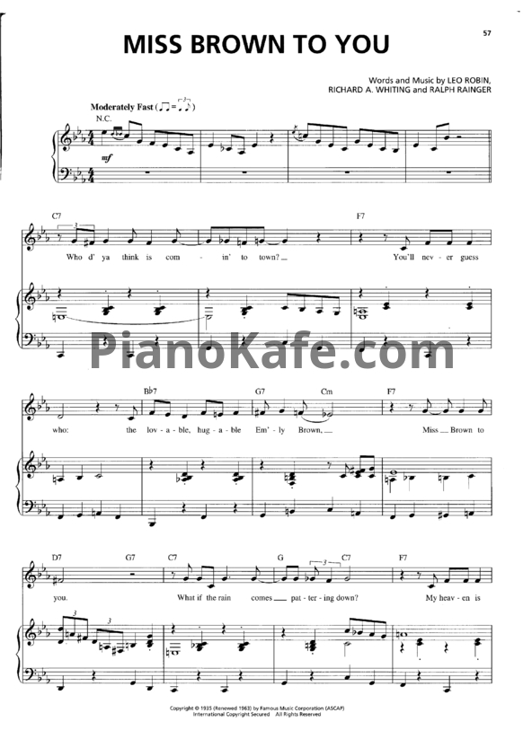 Ноты Billie Holiday - Miss Brown to you - PianoKafe.com