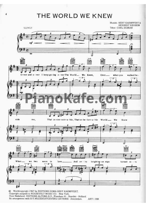 Ноты Frank Sinatra - The world we knew - PianoKafe.com