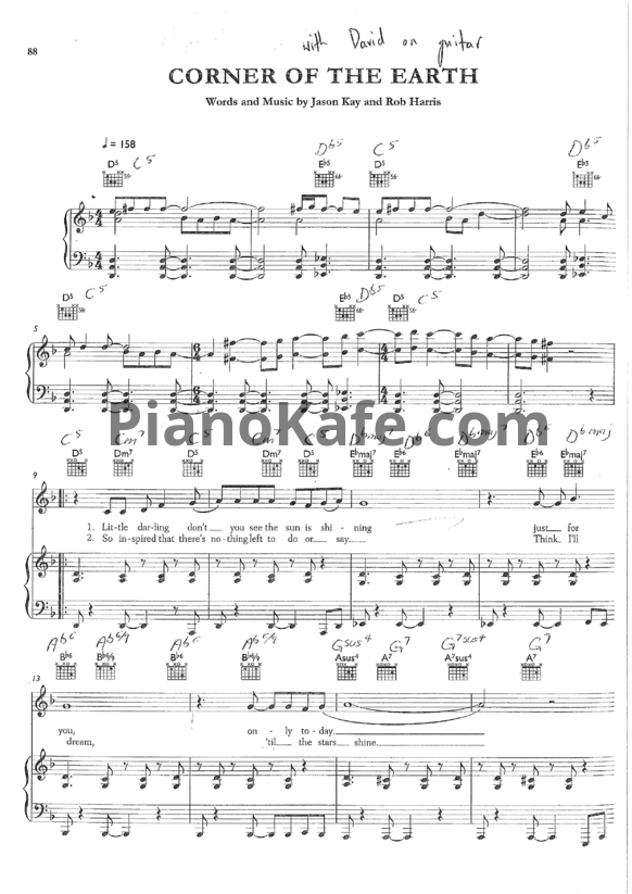 Ноты Jamiroquai - Corner of the Earth - PianoKafe.com