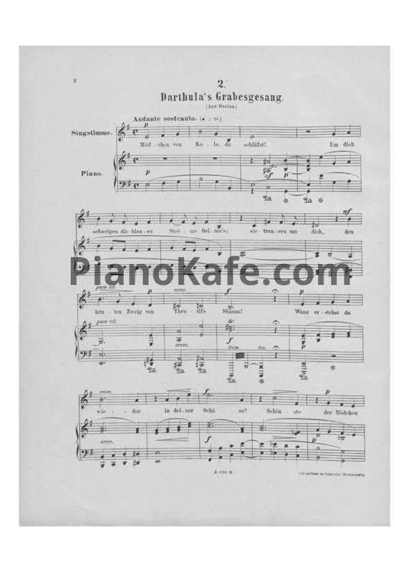 Ноты А. Йенсен - Darthula’s Grabesgesang (Op. 58, №2) - PianoKafe.com