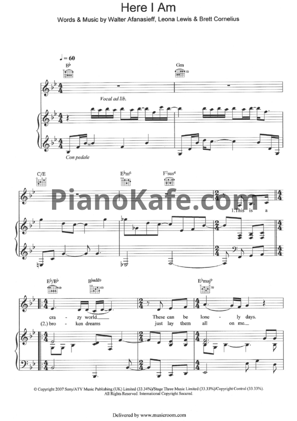 Ноты Leona Lewis - Here I Am - PianoKafe.com
