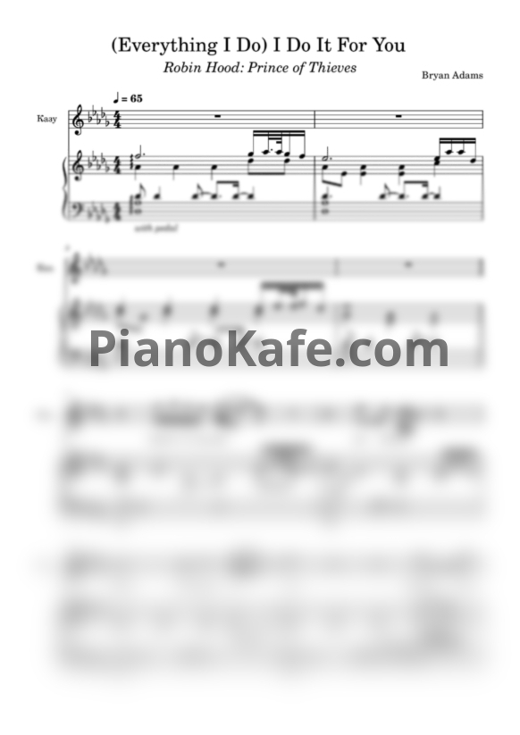 Ноты Bryan Adams - (Everything I do) I do it for you (Voice & Piano) - PianoKafe.com