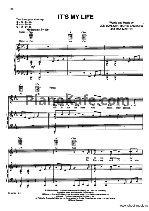 Ноты Bon Jovi - It's my life - PianoKafe.com