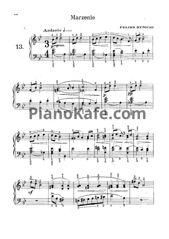 Ноты Ф. Рыбицкий - Marzenie (Мечтатель) - PianoKafe.com