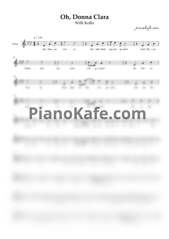Ноты Willi Kollo - Oh, Donna Clara (Вокальная партия) - PianoKafe.com