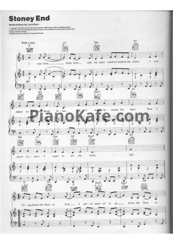 Ноты Barbra Streisand - Stoney end - PianoKafe.com