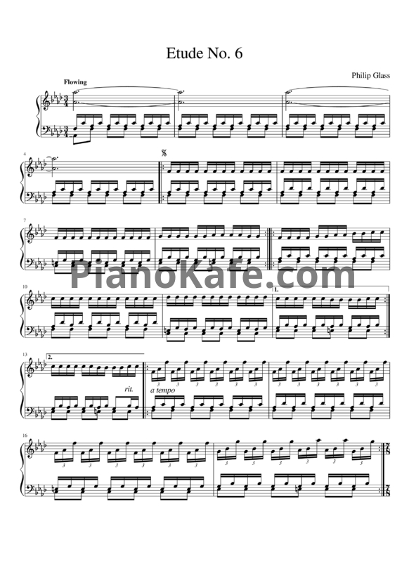 Ноты Philip Glass - Etude №6 - PianoKafe.com
